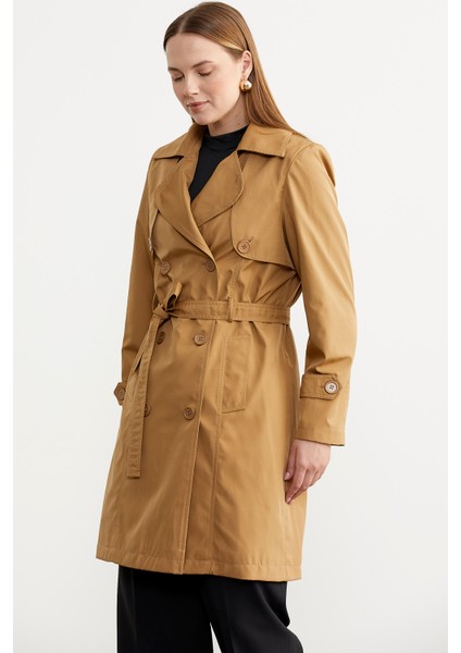 Büyük Beden Şal Yaka Trençkot - Vizon fiyatları