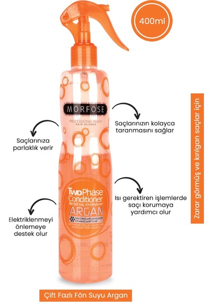 Sun SPF50 Güneş Koruyucu & Bronzluk Güneş Sütü 200 ml Sprey+ Morfose Çift Fazlı Fön Suyu Argan 400 ml