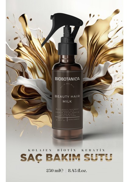 Durulanmayan Saç Bakım Sütü 250 ml Keratin Kolajen Biotin Hacim ve Dolaşık Açıcı Günlük Kullanım