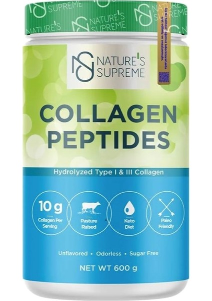 Nature's Supreme Collagen Peptides Powder 600 gr Aromasız