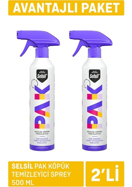 Pak Mucize Köpük Temizleyici Sprey 500 ml x 2 Adet