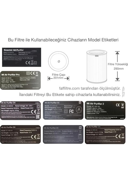 Model 3h  Smoke True Hepa 14 Filtre Xiaomi Mi Air Purifier 3h Filtre Model: Ac-M6-Sc  Siyah