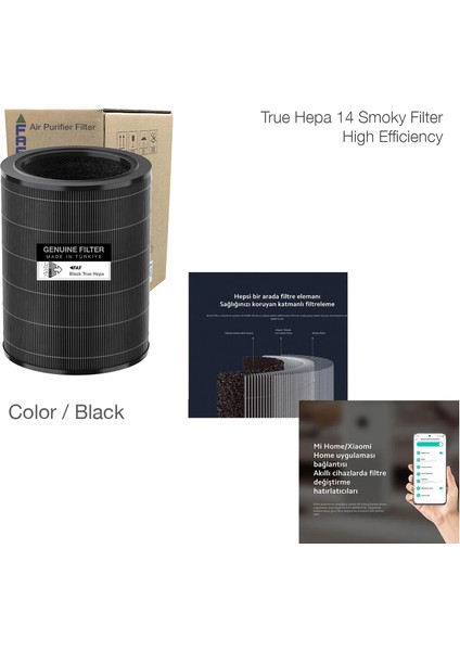 Model 4 Smoke True Hepa 14 Filtre Xiaomi Mi Air Purifier 4 Filtre Model: AC-M16-SC Siyah