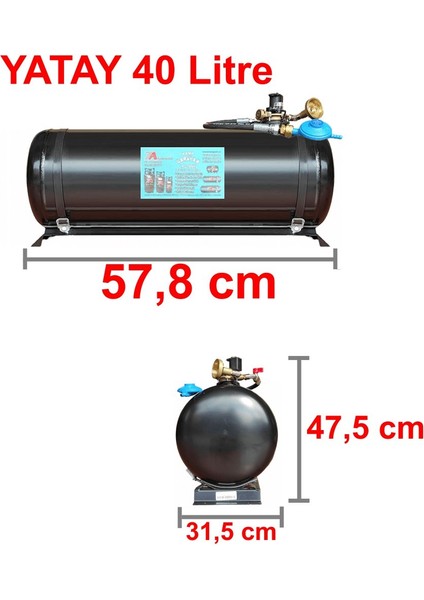 7A Mühendislik Karavan Lpg Tankı Yatay 40 Litre Tak Kullan Hazır Set