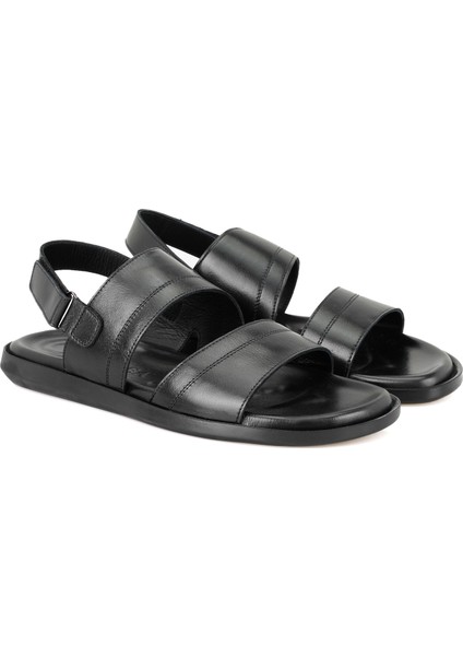 Jack Siyah Erkek Deri Sandalet