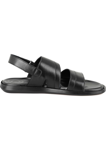 Jack Siyah Erkek Deri Sandalet