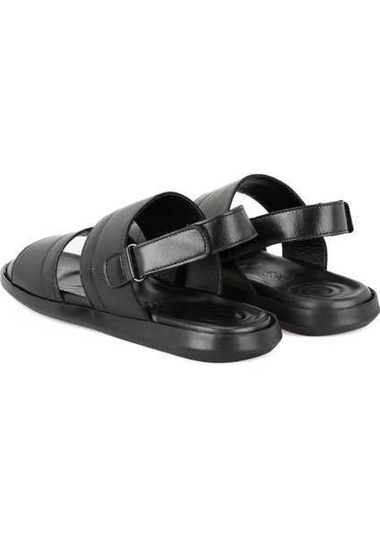 Jack Siyah Erkek Deri Sandalet