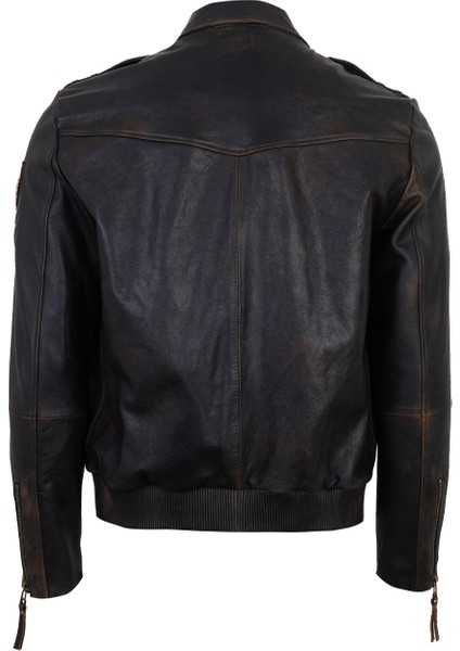 Pietto Kahve Erkek Vintage Deri Biker Ceket fiyatları