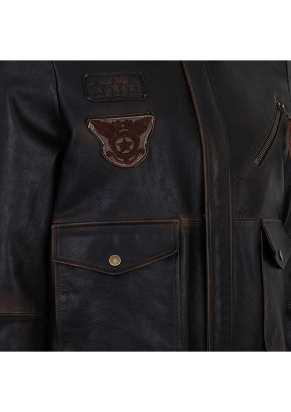 Pietto Kahve Erkek Vintage Deri Biker Ceket modelleri