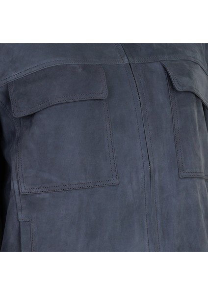 Vitale Gri Erkek Süet Deri Bomber Ceket modelleri