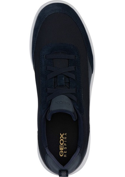 Erkek Lacivert Spherica Bağcıklı Deri Sneaker U45BYA01422C4002