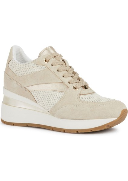 Kadın Bej Zosma Kalın Tabanlı Bağcıklı Deri Sneaker fiyatları