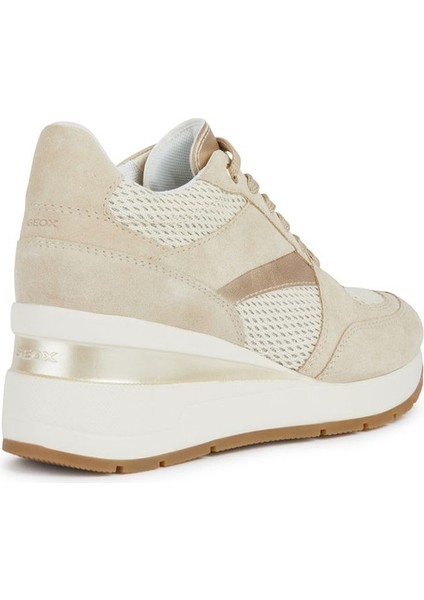 Kadın Bej Zosma Kalın Tabanlı Bağcıklı Deri Sneaker fırsatları