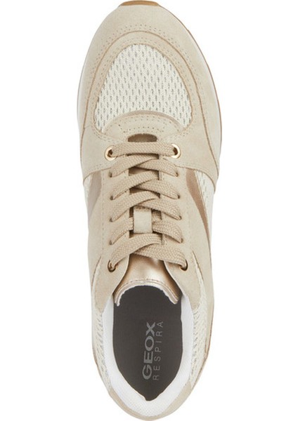 Kadın Bej Zosma Kalın Tabanlı Bağcıklı Deri Sneaker indirimleri