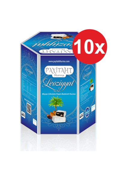 Levziyyat - Beyaz Çikolata Kaplı Bademli Hurma 250GR X10 Paket