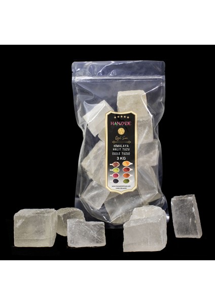Halit Tuz Sole Tuzu 3 kg Şeffaf Berrak Kristal Himalaya Halit Sole Tuzu
