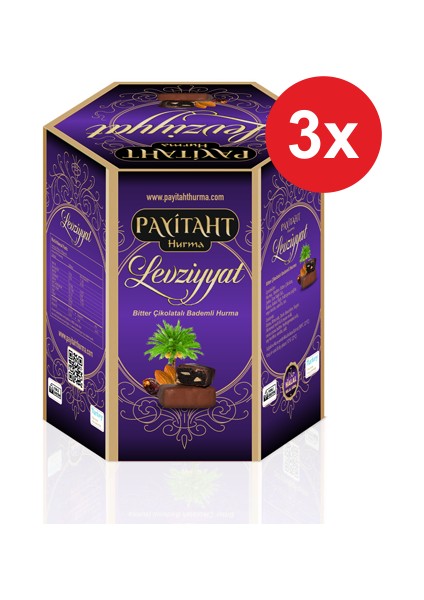 Payitaht Hurma Levziyyat - Bitter Çikolata Kaplı Bademli Hurma 250GR 3x