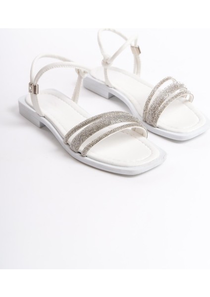 ARTI ARTI AYAKKABI MİA026-1507 Günlük Kadın Beyaz Gümüş Tatil Sandaleti fırsatları