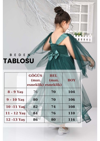 Kız Çocuk Saten Astarlı Omuzdan Tüllü Beli Payetli Uzun Abiye ELBISE-ABY-0028 modelleri