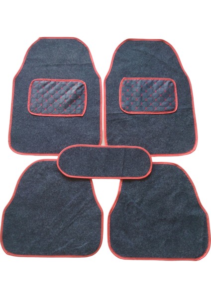 Universal Uyumlu Kırmızı Kapitone Topuk Destekli Oto Halı Paspas