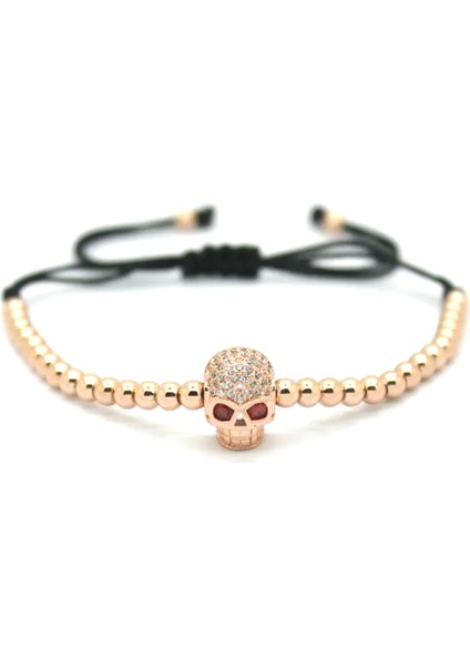 Omark Cotton Rosegold Skull Bileklik