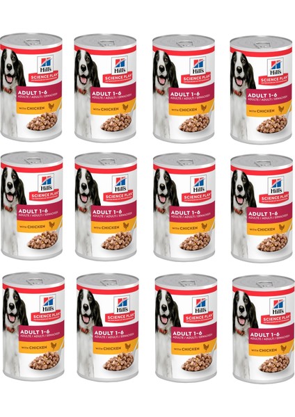 Hills Hill's Science Plan Tavuklu Yetişkin Köpek Konserve Maması 370 Gr. x 12 Adet