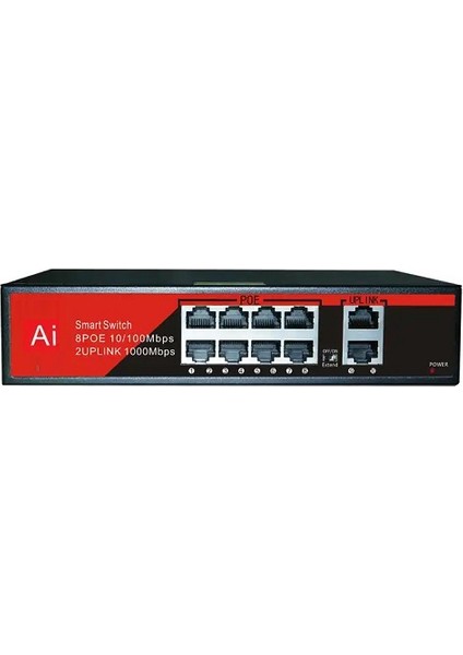 EZ-08PSF 8xfe+2xge Yönetilemez Poe Switch (120 Watt)
