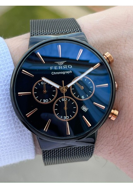 Siyah Hasır Kordon Iç Fonksiyonları Aktif Takvimli 30 mt Su Geçirmez Erkek Kol Saat ETM3697 modelleri