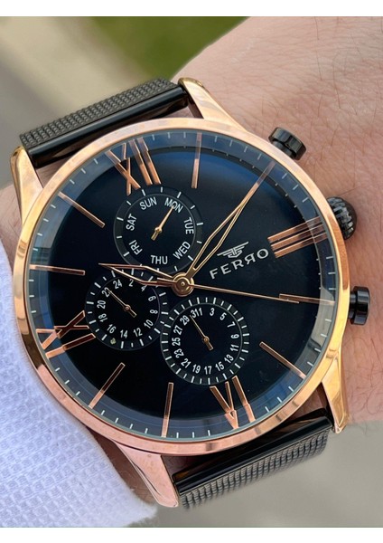 Siyah Hasır Kordon Iç Fonksiyonları Aktif Takvimli 30 mt Su Geçirmez Erkek Kol Saat ETM9C60