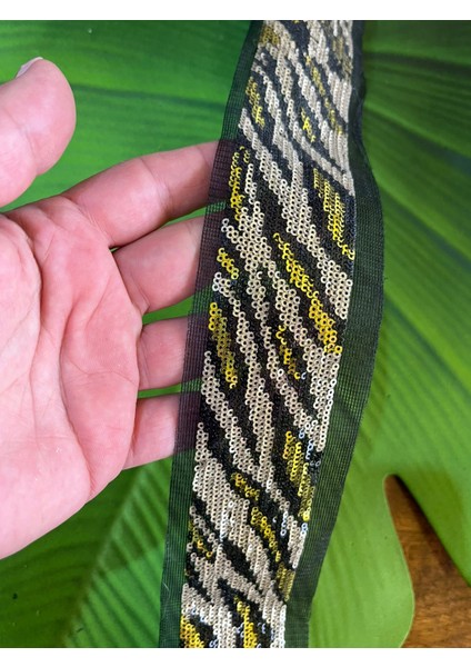 En 5 cm Leopar Payetli Şerit Dikiş Giyim Aksesuarı