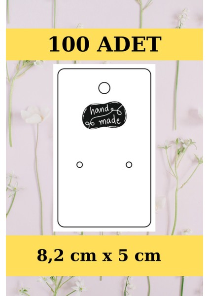 Siyah Handmade - Dikey 100 Adet Küpe Kartı - Takı Kartı - Paketleme Kartı - Bujiteri Kartı