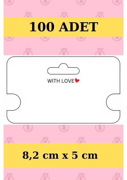 With Love 100 Adet Paketleme Kartı