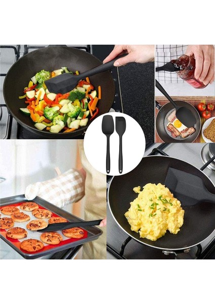 Isıya Dayanıklı Yanmaz Yapışmaz Silikon Spatula Seti 6 Parça Siyah indirimleri