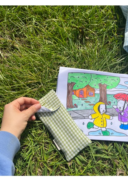 Pötikareli Yıkanabilir Keten Çıt Çıt Detaylı Gözlük Kılıfı Gözlük Çantası Kalemlik