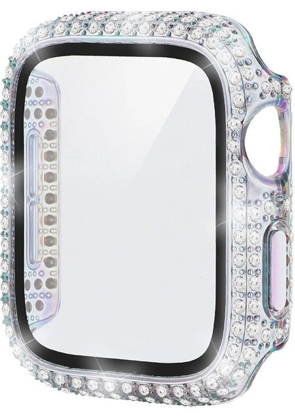 Apple Watch 40mm Full Kenar Taşlı Sert PC Kasa Ve Ekran Koruyucu