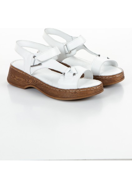 Iç Dış Hakiki Deri Ortopedik Taban Kadın Sandalet
