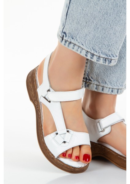 Iç Dış Hakiki Deri Ortopedik Taban Kadın Sandalet modelleri