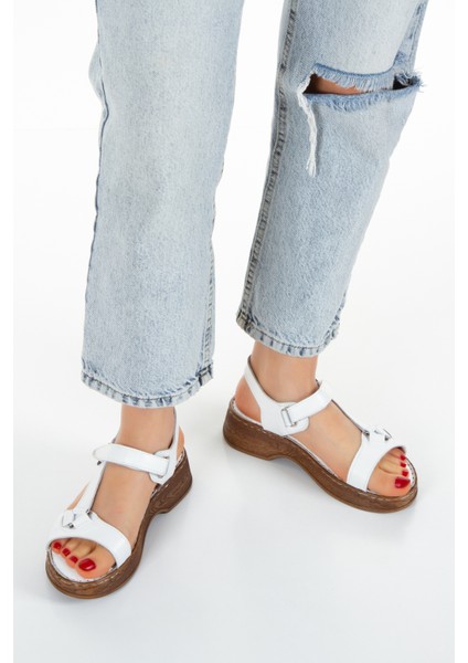 Iç Dış Hakiki Deri Ortopedik Taban Kadın Sandalet fırsatları