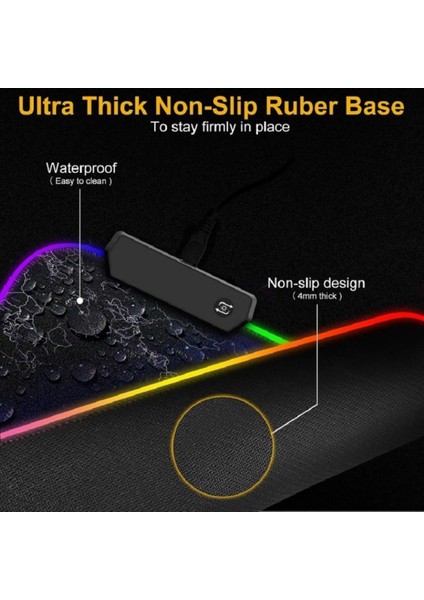 80X30 cm Büyük Boy Xxl Dünya Haritalı Mousepad Rgb LED Işıklı Gaming Gamer Oyuncu Mouse Pad