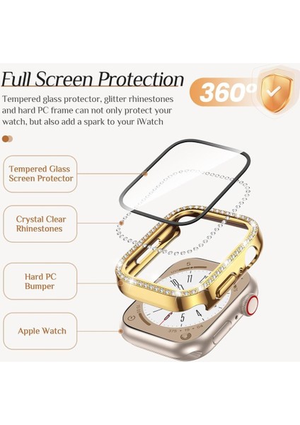 Apple Watch 38mm Ekran Koruyuculu Tek Sıra Kenar Taşlı Sert PC Kasa Koruyucu fiyatları
