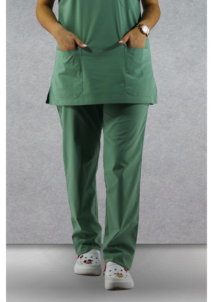 - Likralı V-Yaka Kadın Takım Üniforma - Çağla Yeşili indirimleri