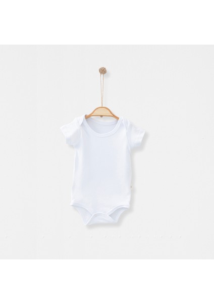 Pamuklu Kısa Kollu Beyaz Alttan Çıtçıtlı 3 Adet Bebek Body Zıbın