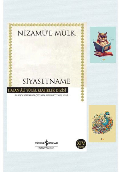 Siyasetname - Nizamülmülk - Tavus Kuşu Resimli Not Defteri - Baykuş Resimli Not Defteri 3'lü Set