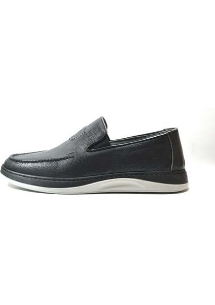 DF.110 Deri Siyah Ortopedik Erkek Loafer Ayakkabı
