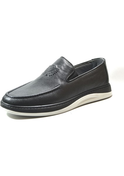 DF.110 Deri Siyah Ortopedik Erkek Loafer Ayakkabı