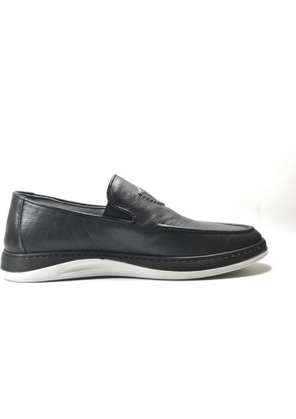 DF.110 Deri Siyah Ortopedik Erkek Loafer Ayakkabı