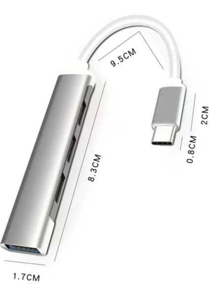 Type-C To USB Hub 4 Port Çoklayıcı Macbook ile Uyumlu Çoğaltıcı Type C To USB Converter Hub