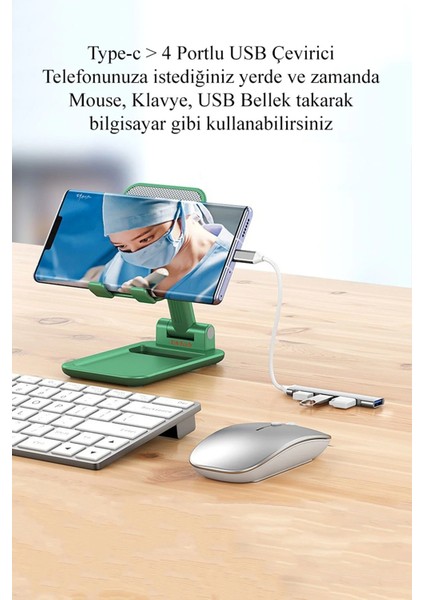 Type-C To USB Hub 4 Port Çoklayıcı Macbook ile Uyumlu Çoğaltıcı Type C To USB Converter Hub