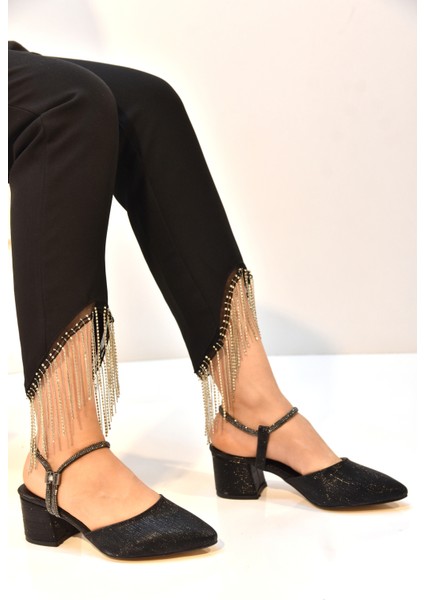 (Wiesse) Taş Biye Detaylı Topuklu Günlük Kadın Ayakkabı Siyah modelleri