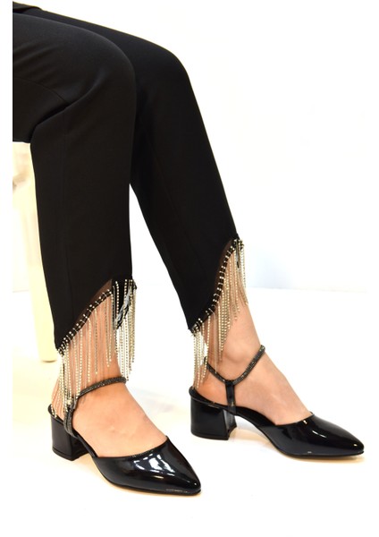 (Wiesse) Taş Biye Detaylı Topuklu Günlük Kadın Ayakkabı Rugan Siyah modelleri